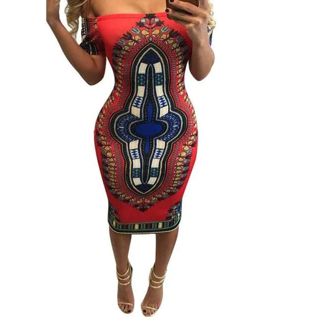 African Dashiki Bodycon Dress