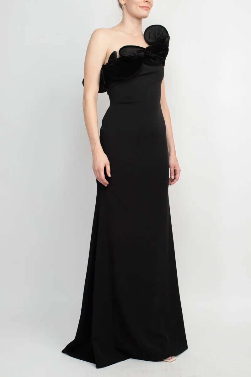 Alberto Makali One Shoulder Sleeveless Floral Shoulder Bodycon Solid Scuba Dress by Curated Brands