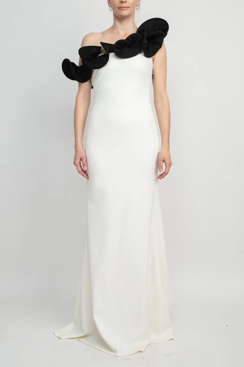 Alberto Makali One Shoulder Sleeveless Floral Shoulder Bodycon Solid Scuba Dress by Curated Brands