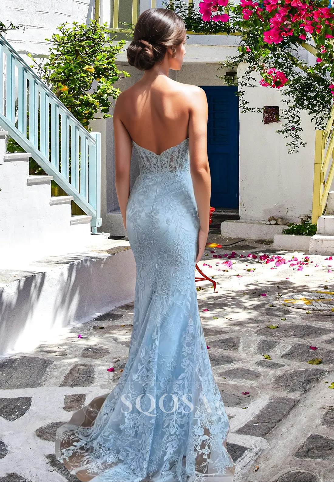 Allover Lace Applique Pleated Cutout Mermaid Prom Dress Sweetheart Sleeveless Beaded Evening Gowns