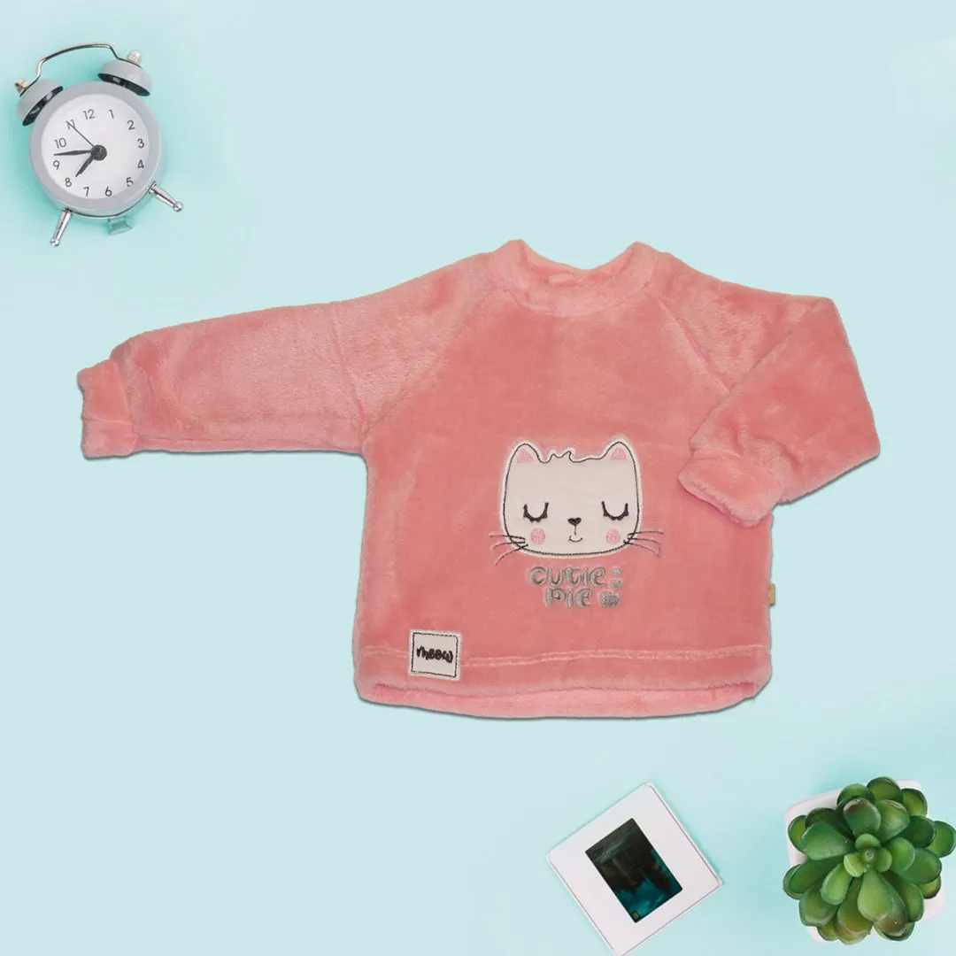 Cartoon Printed Sweatshirt and Joggers - Navy Blue and Pink