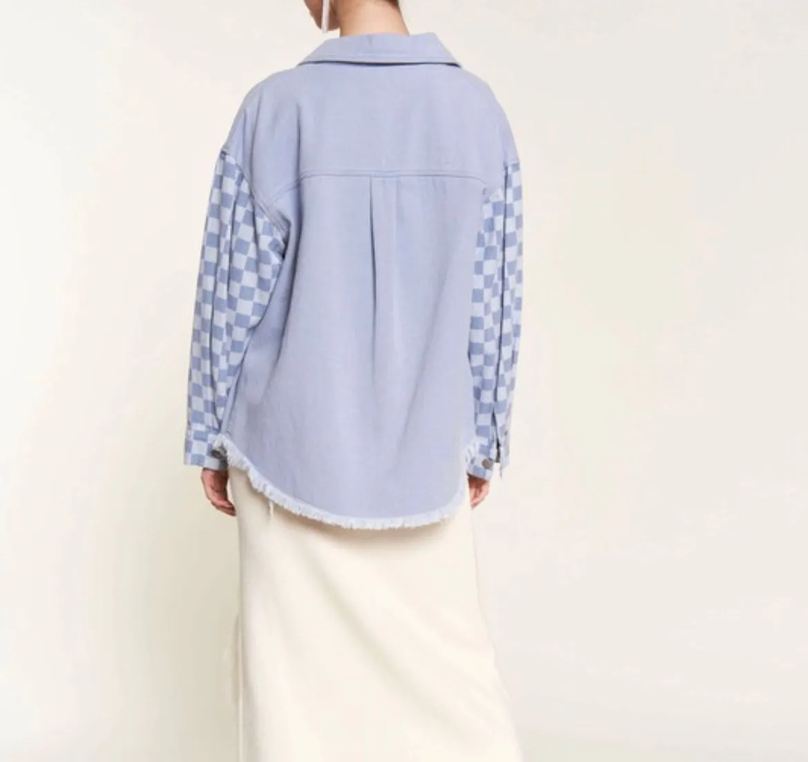Checkerboard Sleeve Shacket