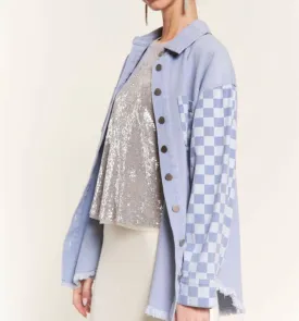 Checkerboard Sleeve Shacket