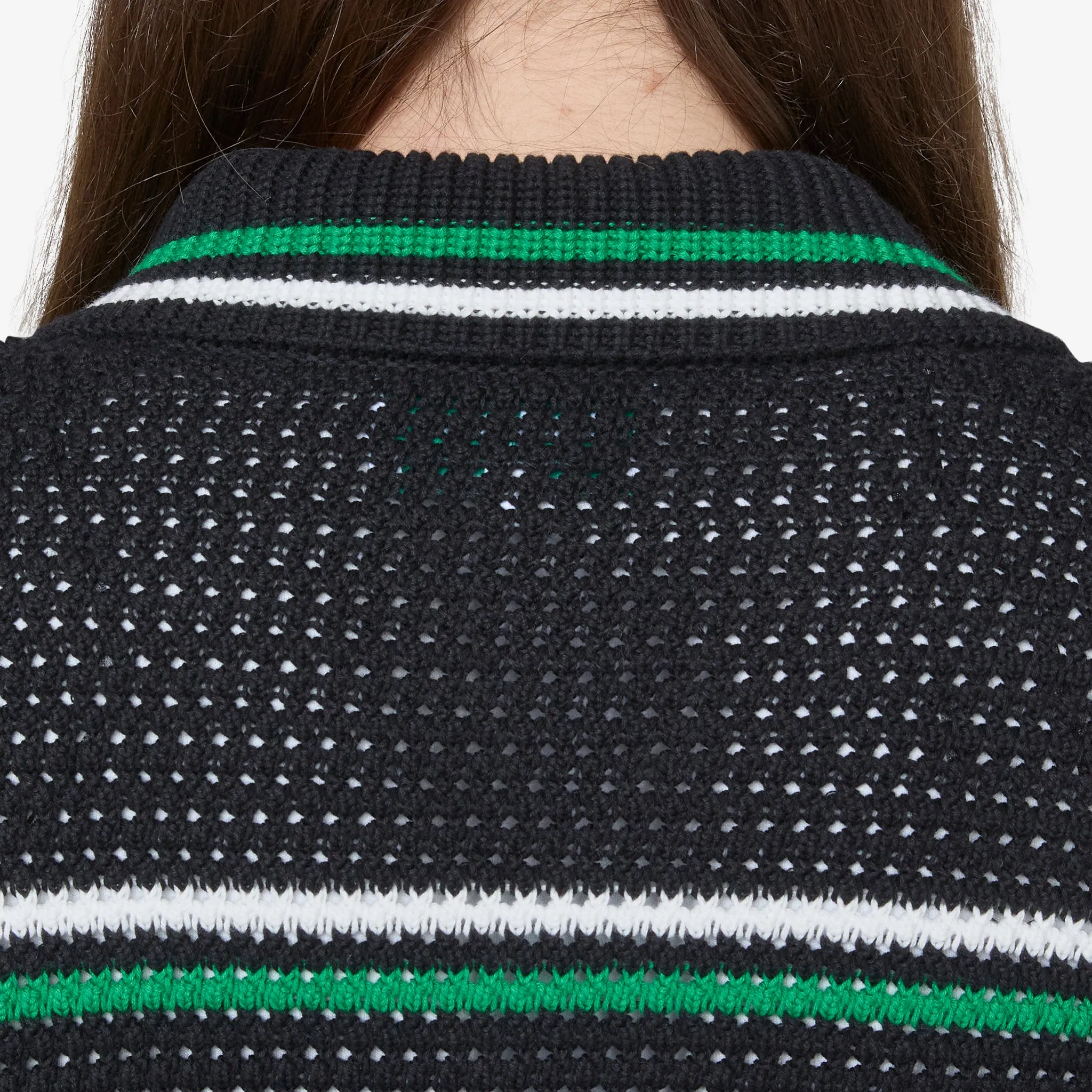 Crochet Effect Tennis Shacket Black
