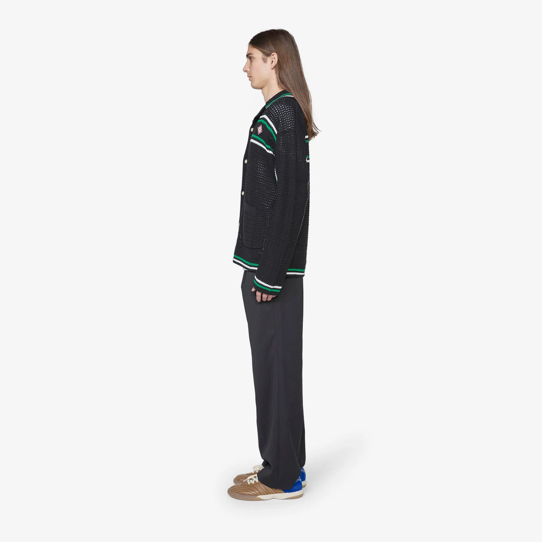 Crochet Effect Tennis Shacket Black