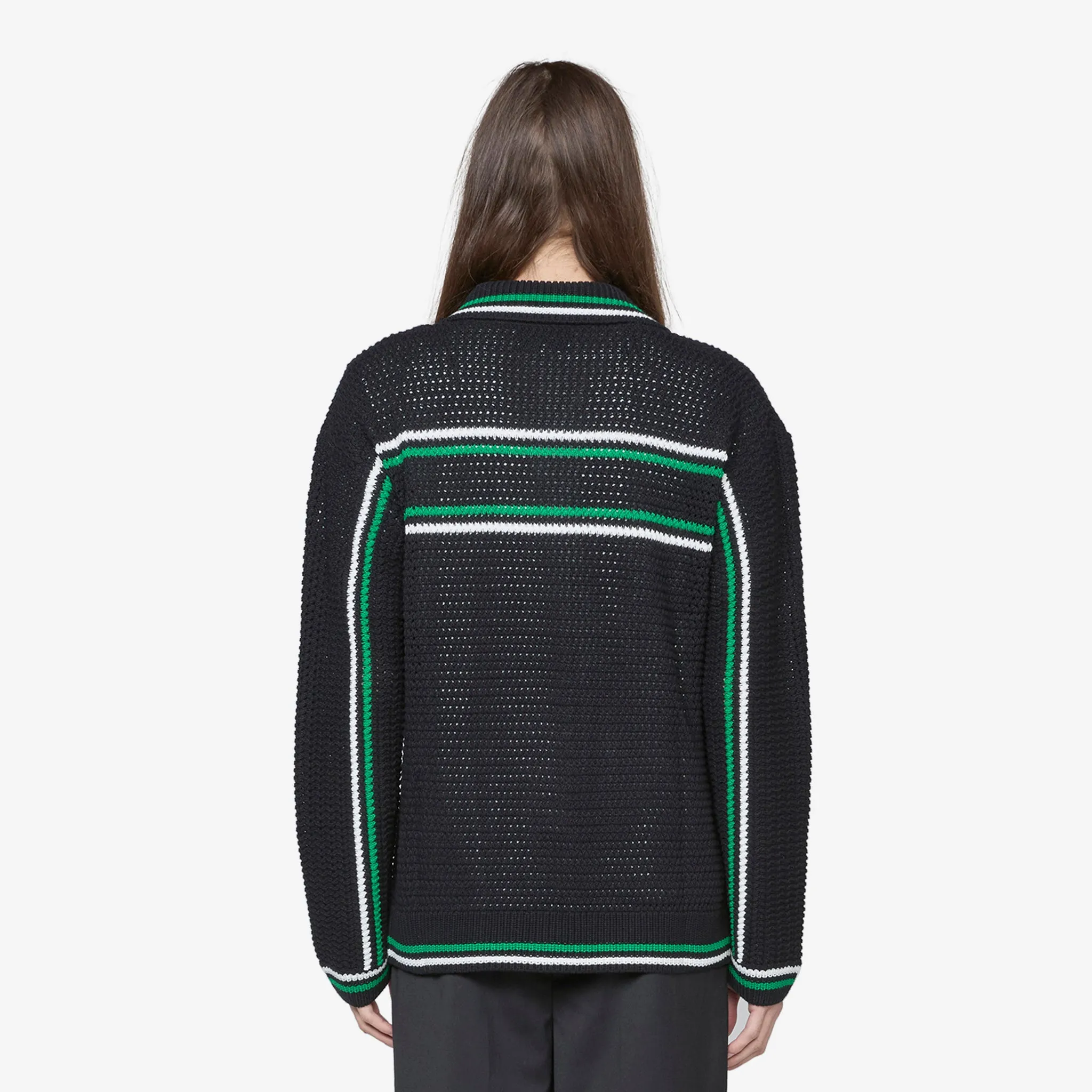 Crochet Effect Tennis Shacket Black