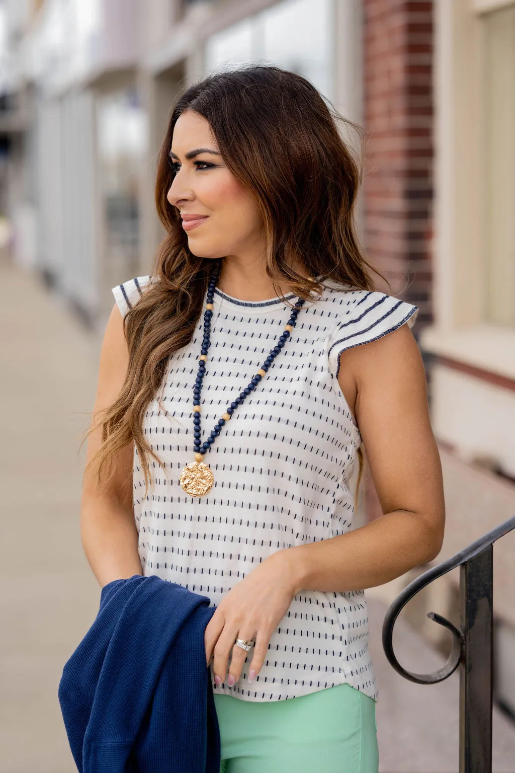 Dashed Stripes Flutter Trim Tank