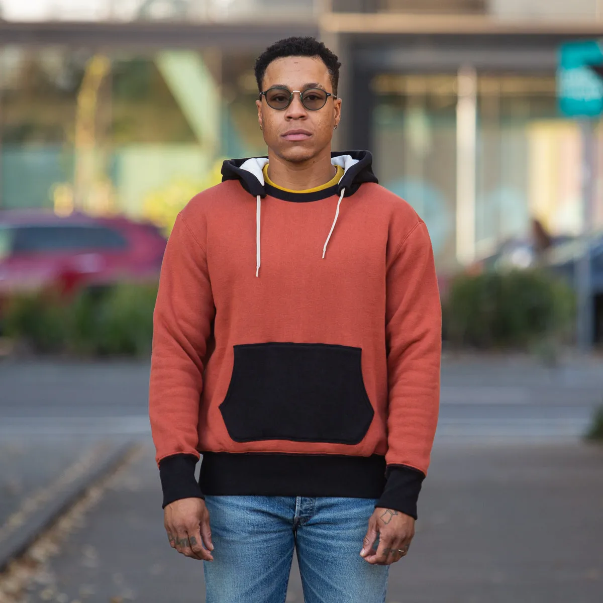Double Face After-Hooded Sweatshirt - Burgundy/Black