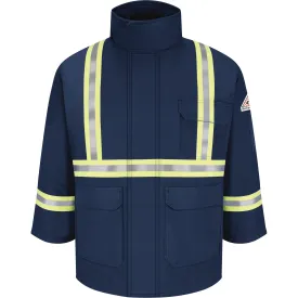 Flame Resistant Parkas with CSA Compliant Reflective Striping, Men's, Medium, Navy Blue