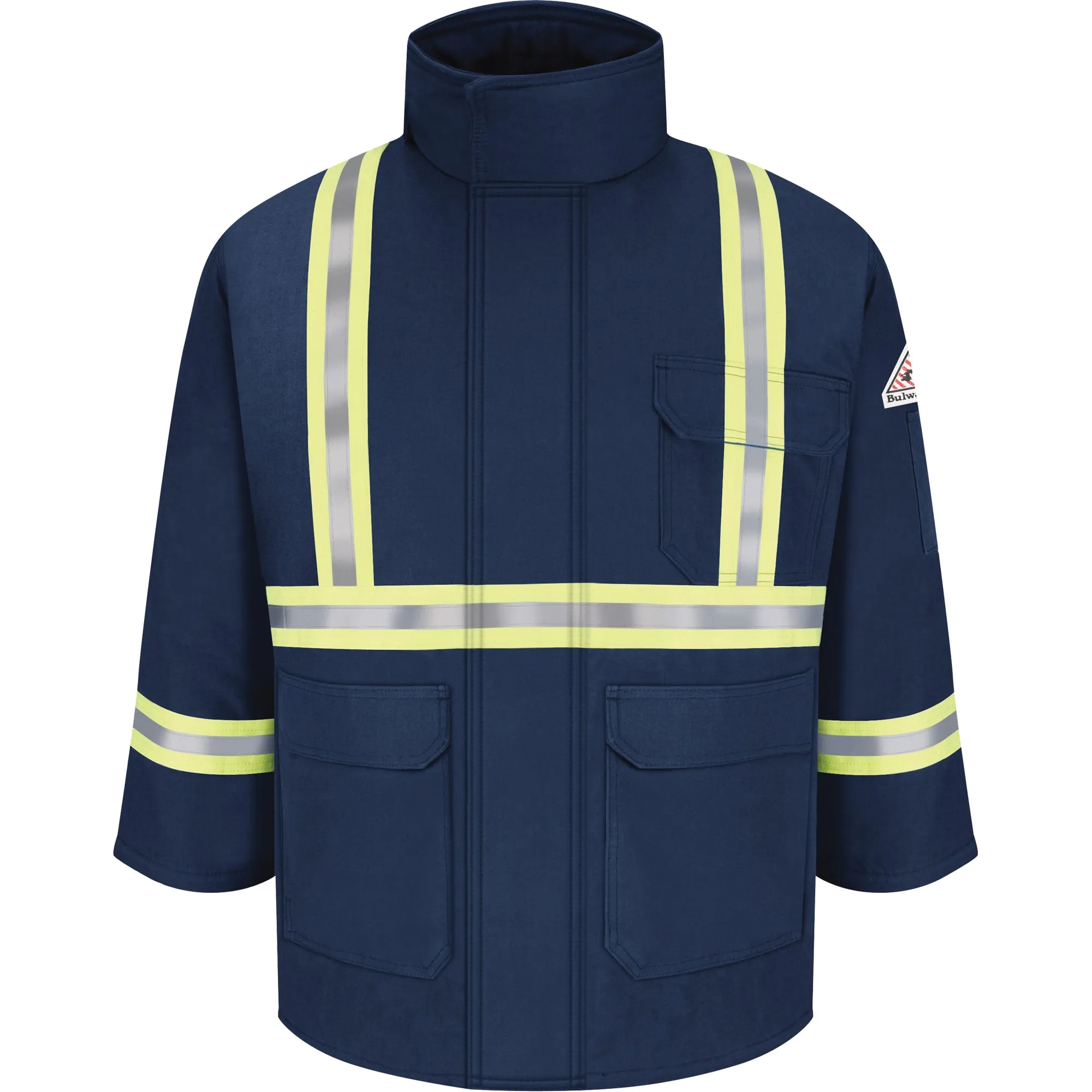 Flame Resistant Parkas with CSA Compliant Reflective Striping, Men's, Medium, Navy Blue