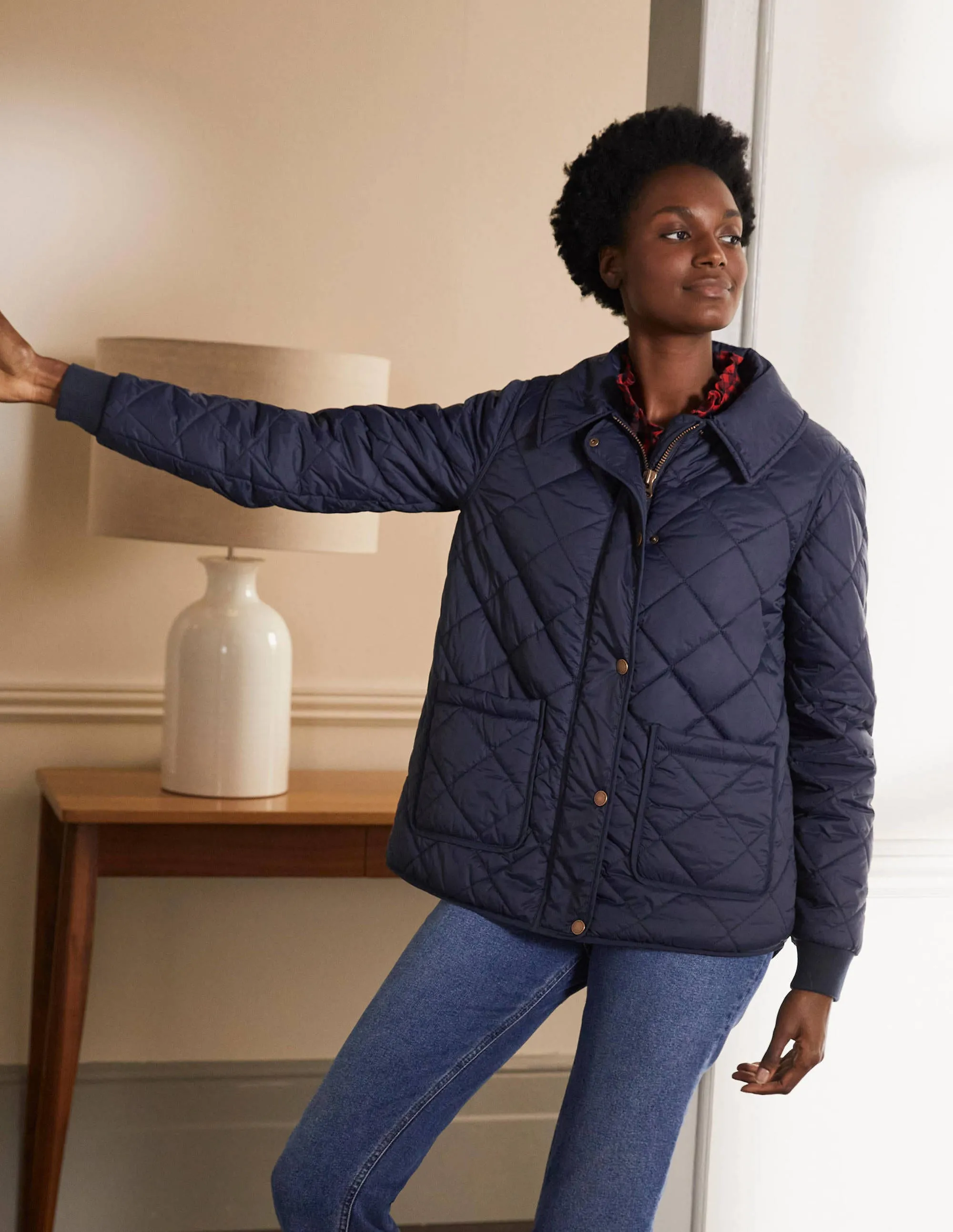 Hollie Quilted Jacket-Navy