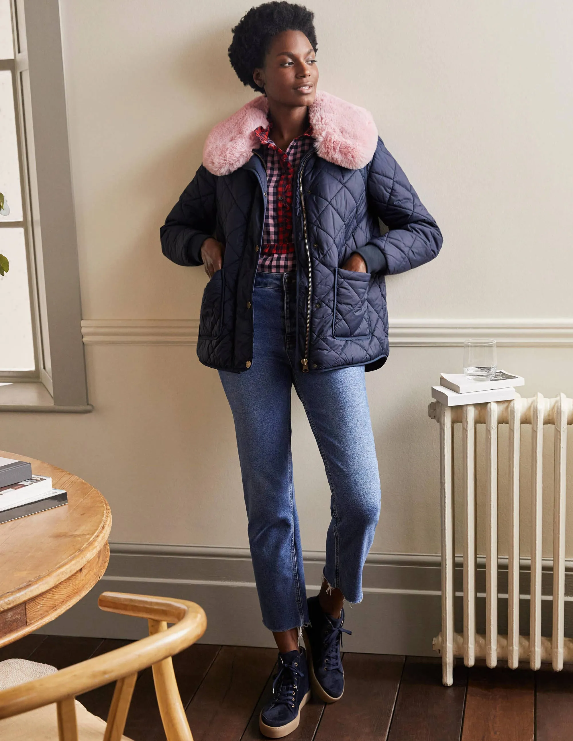 Hollie Quilted Jacket-Navy