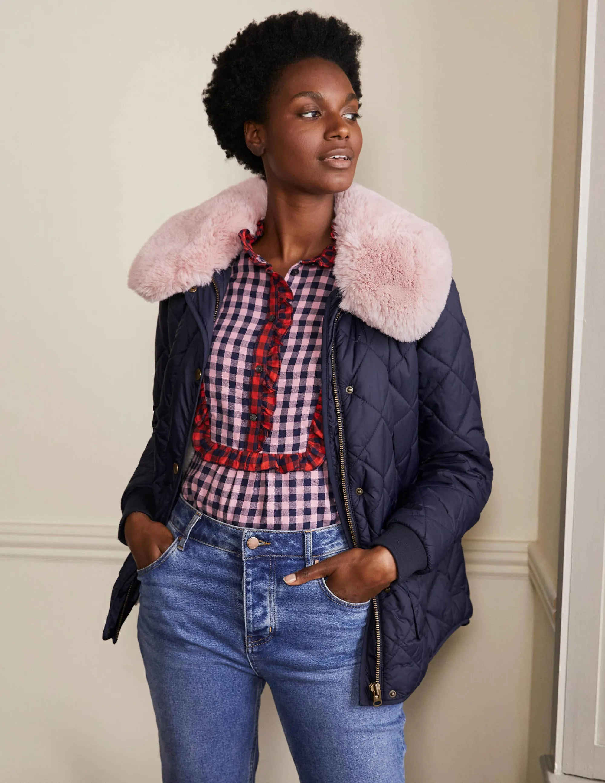 Hollie Quilted Jacket-Navy