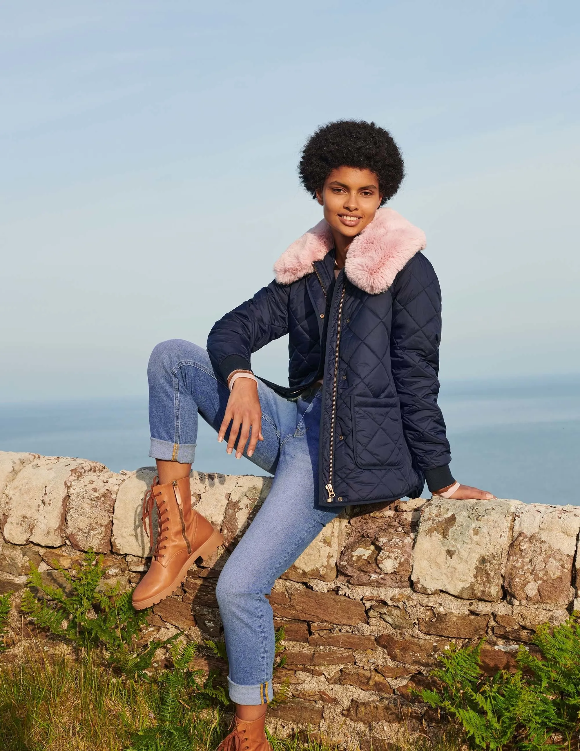 Hollie Quilted Jacket-Navy