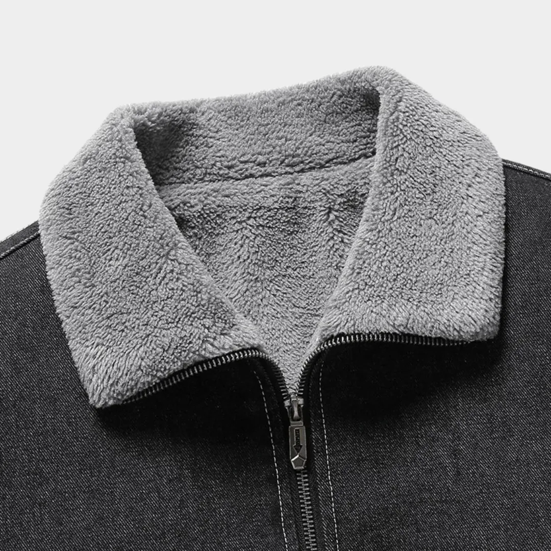 Mens Denim Jacket  Fur Collar  Warm & Stylish  Solid Color  Casual Outerwear  Multiple Colours