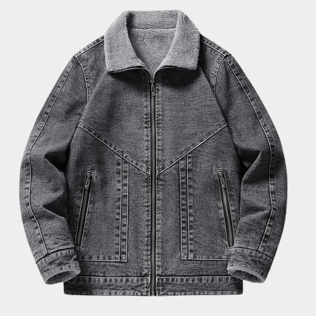 Mens Denim Jacket  Fur Collar  Warm & Stylish  Solid Color  Casual Outerwear  Multiple Colours
