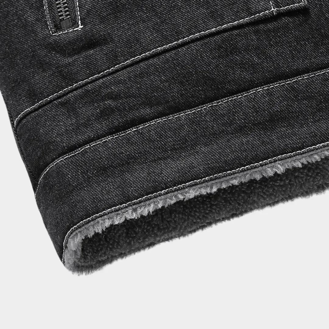 Mens Denim Jacket  Fur Collar  Warm & Stylish  Solid Color  Casual Outerwear  Multiple Colours