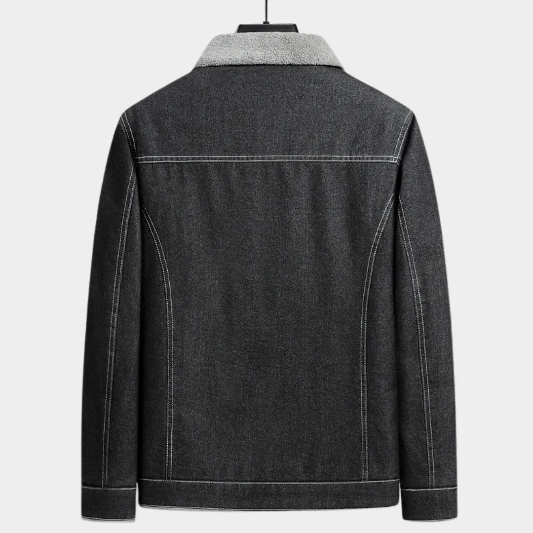 Mens Denim Jacket  Fur Collar  Warm & Stylish  Solid Color  Casual Outerwear  Multiple Colours