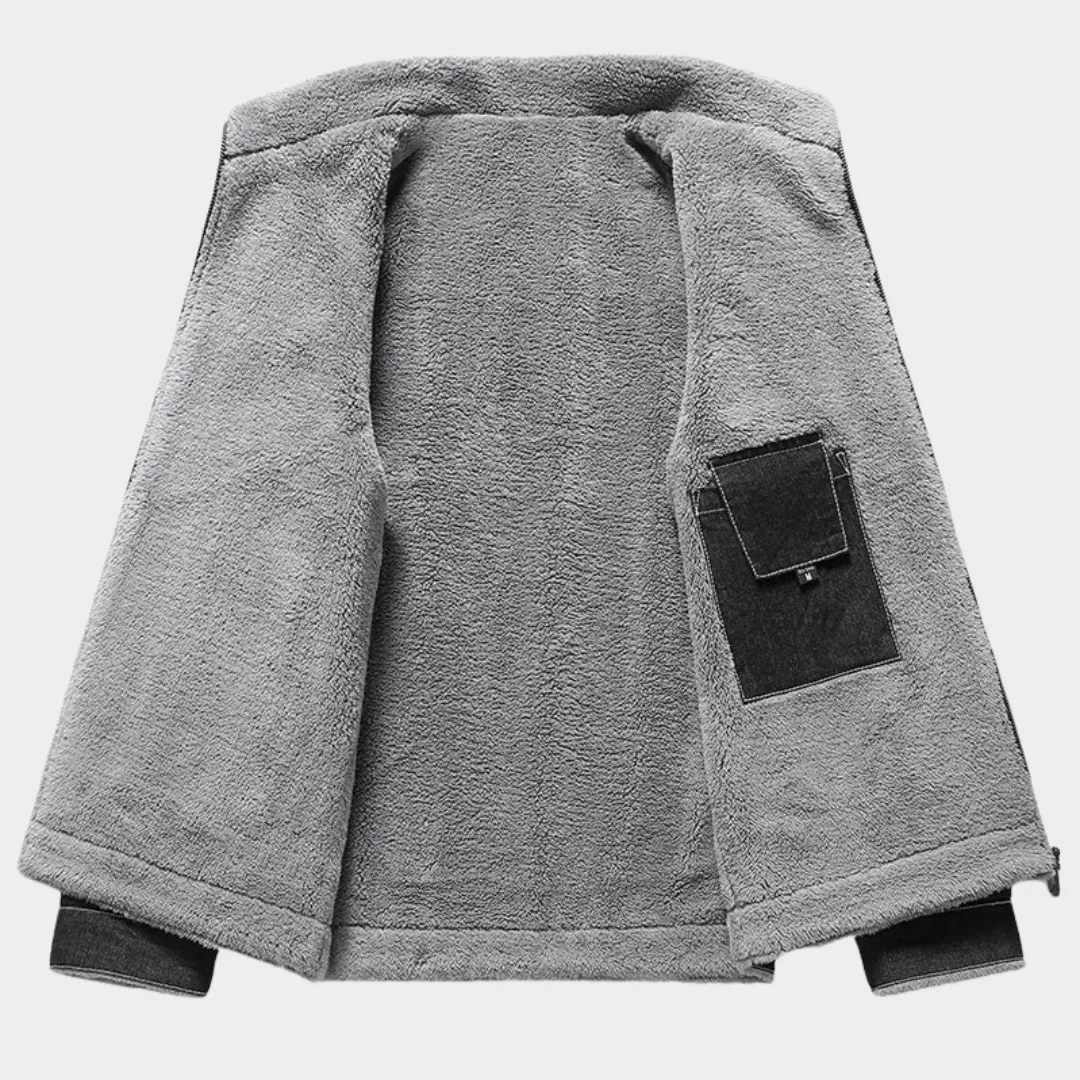 Mens Denim Jacket  Fur Collar  Warm & Stylish  Solid Color  Casual Outerwear  Multiple Colours