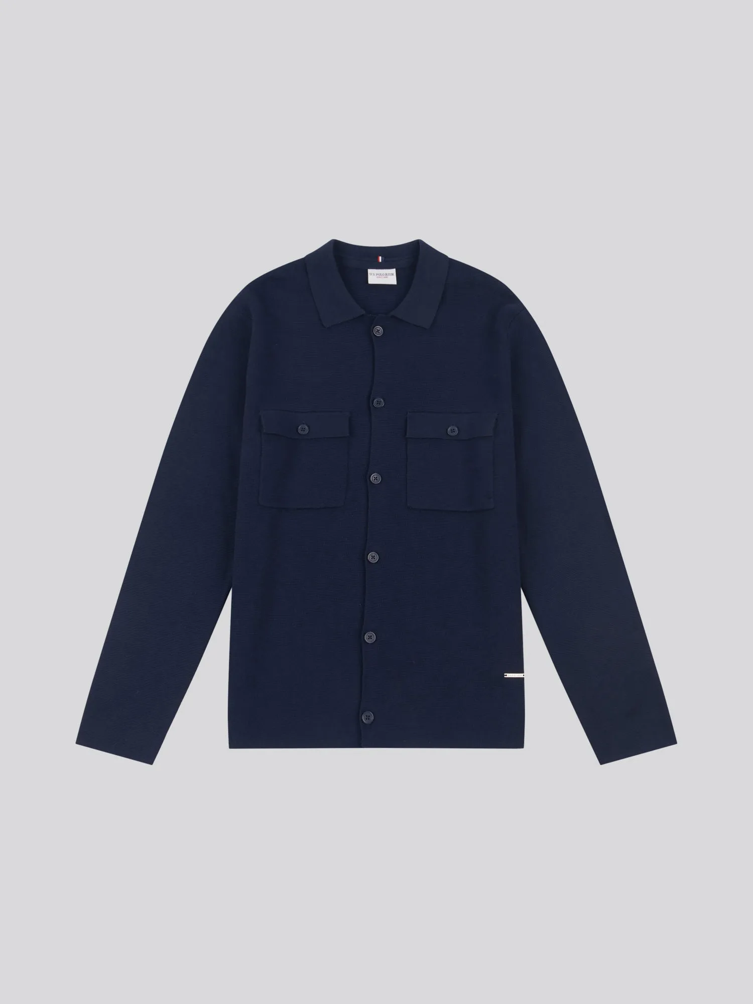 Mens Knitted Shacket in Navy Blue