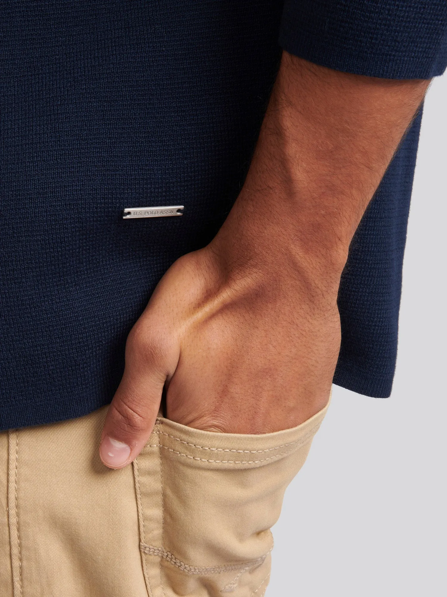 Mens Knitted Shacket in Navy Blue