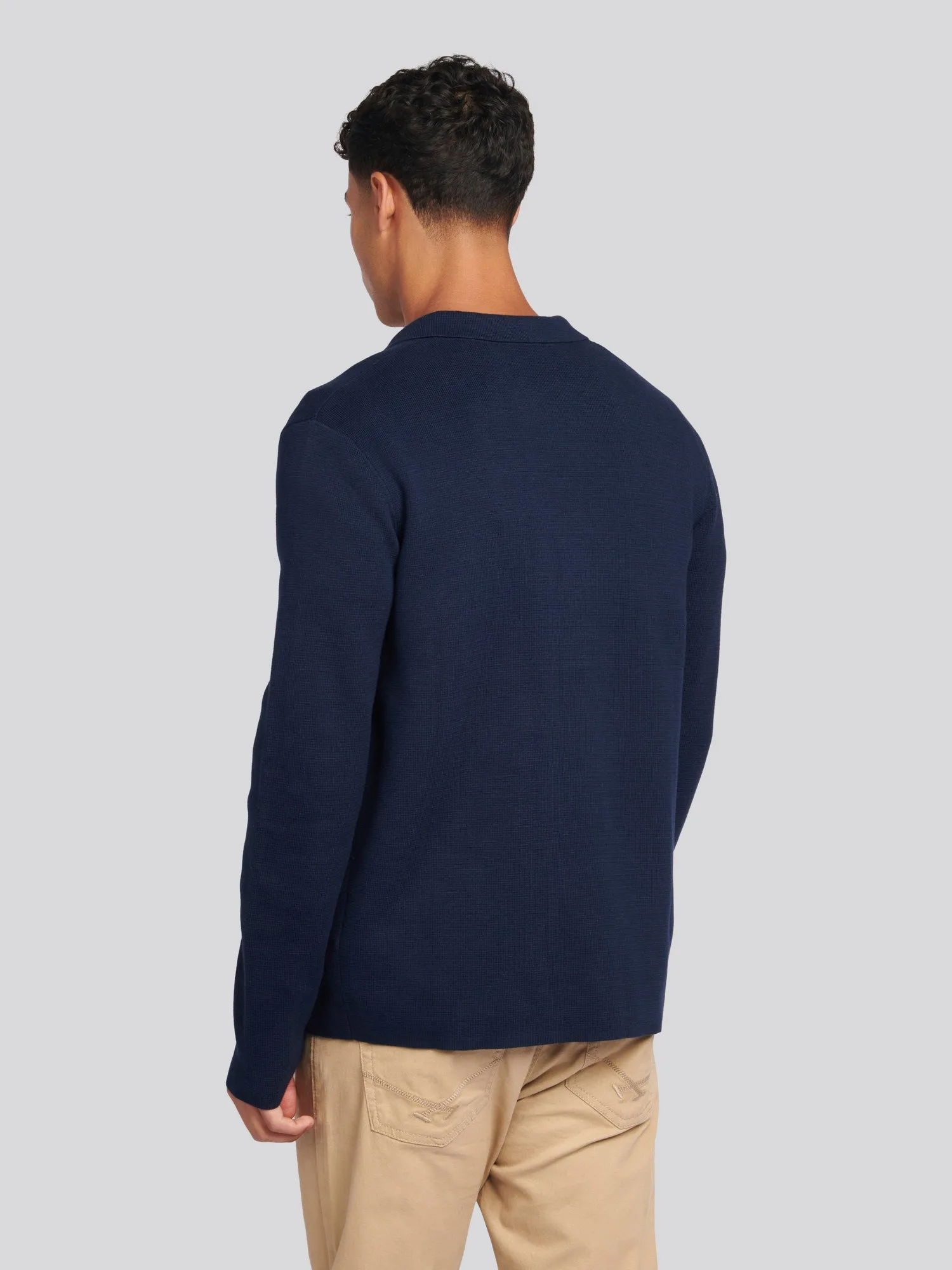 Mens Knitted Shacket in Navy Blue
