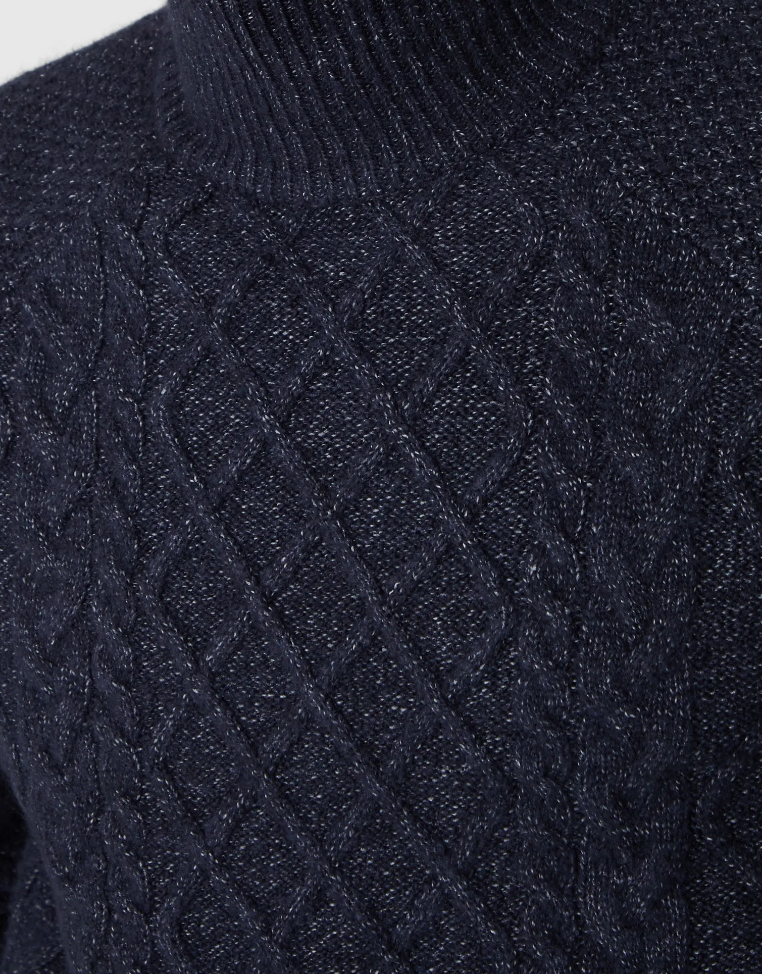 Men's Navy Cable Knit Turtle Neck Jumper