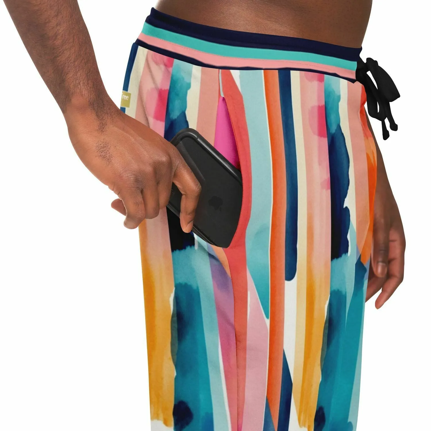 Pink Colorblock Rain Abstract Stripe Eco-Poly Unisex Joggers