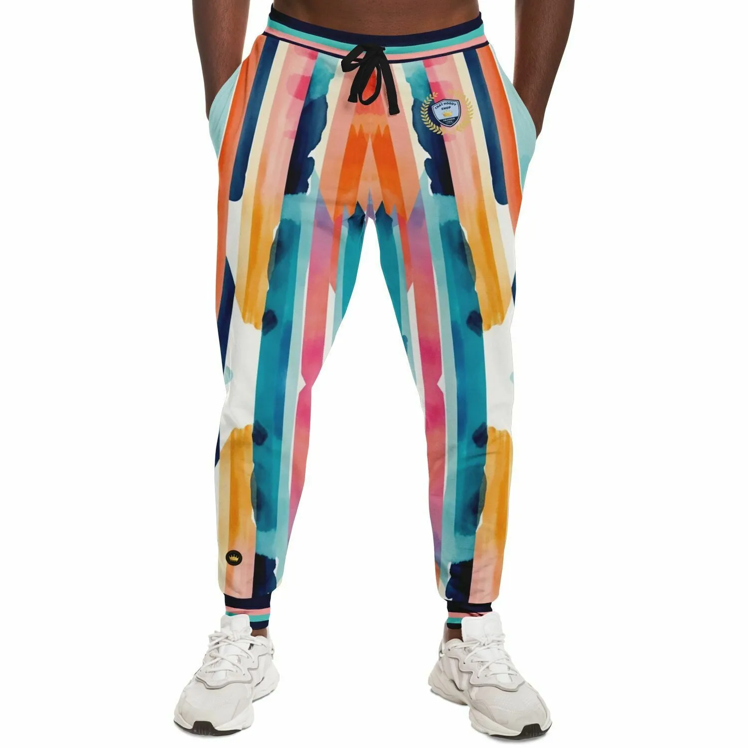 Pink Colorblock Rain Abstract Stripe Eco-Poly Unisex Joggers
