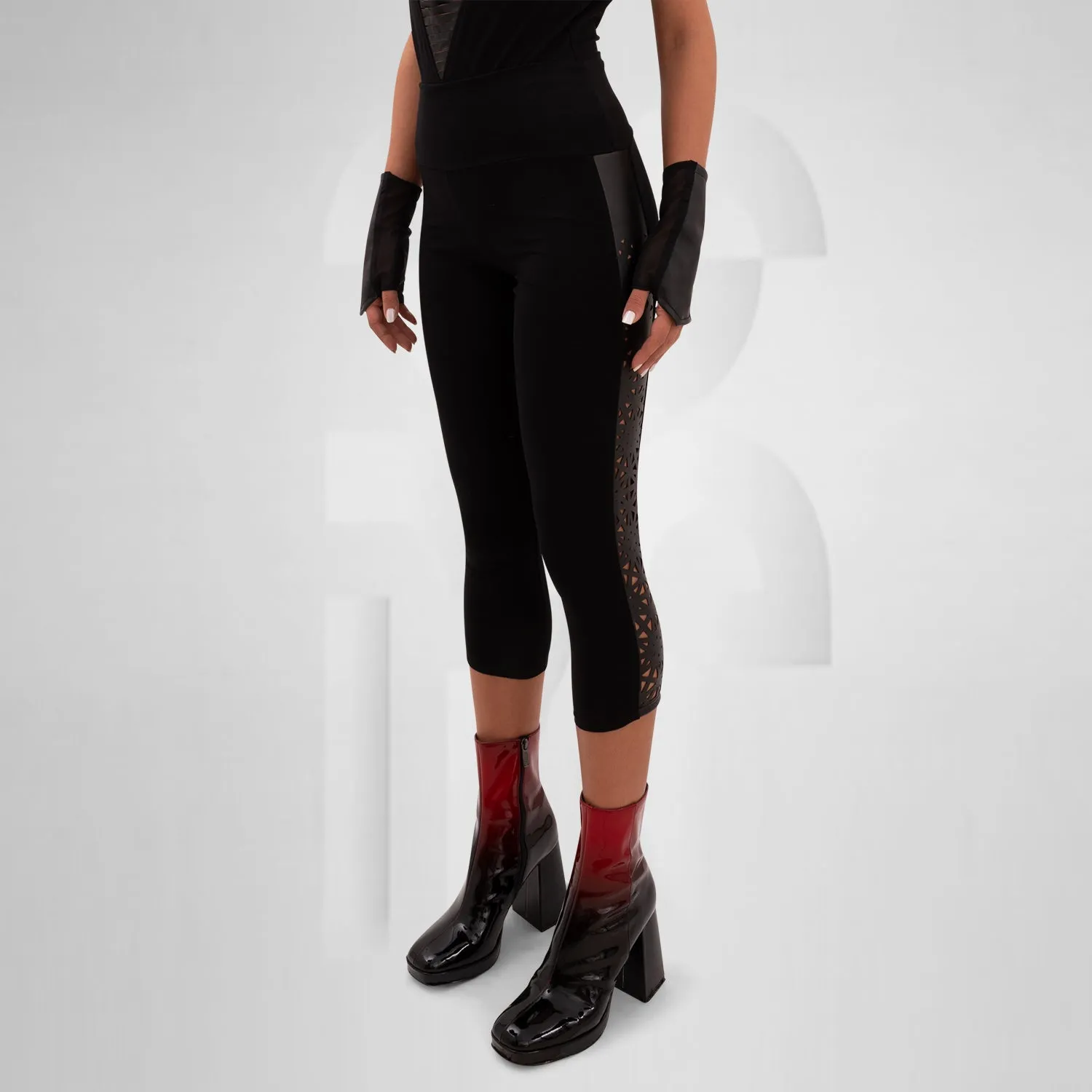 Psychedelic Laser-Cut Cotton Leggings