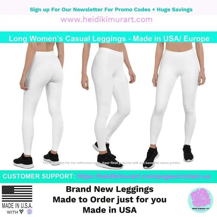 Purple Striped Casual Leggings, Modern Long Vertical Striped Casual Tights-Made in USA/EU/MX