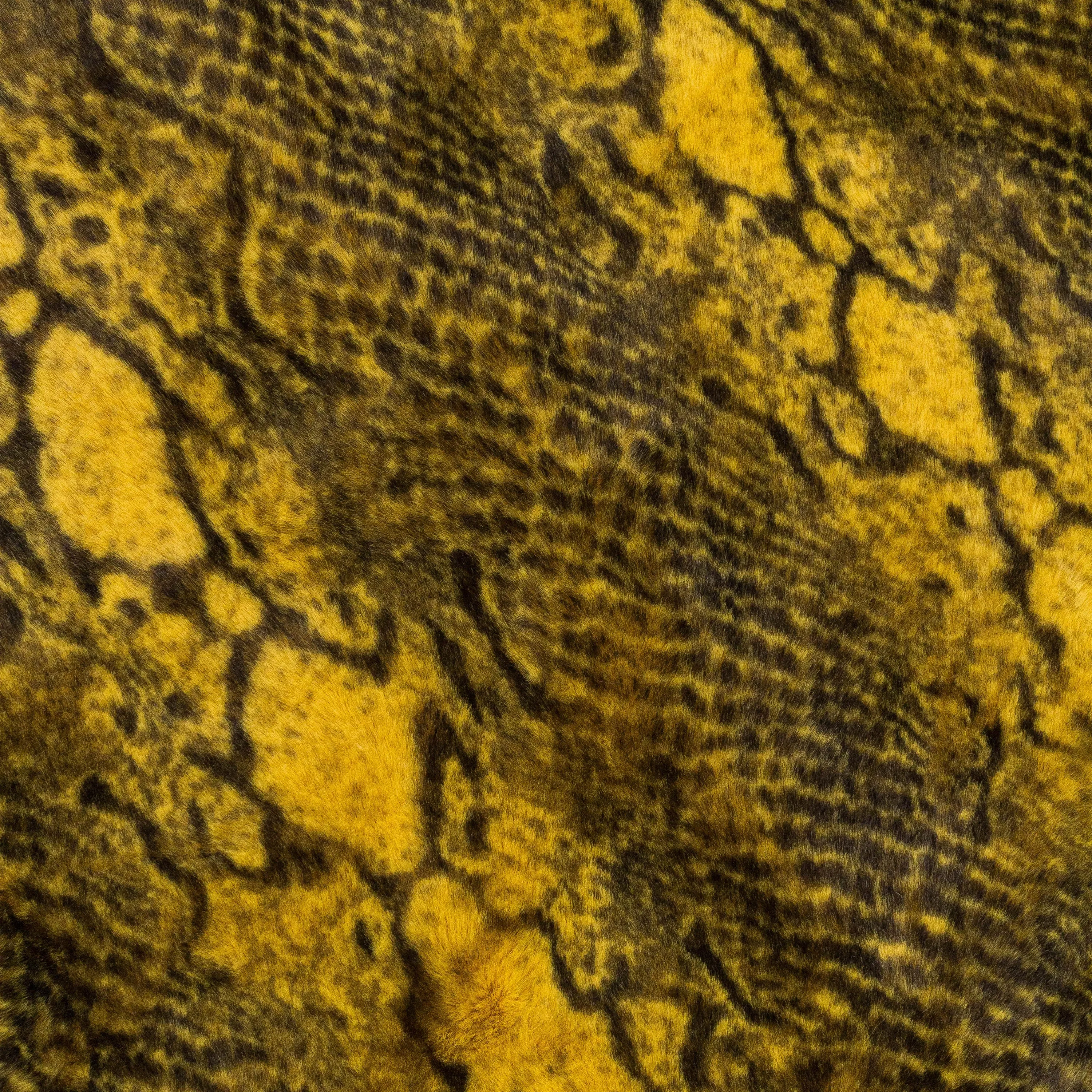SNAKE FAUX FUR ZIP YELLOW HOODY SWEATSHIRT