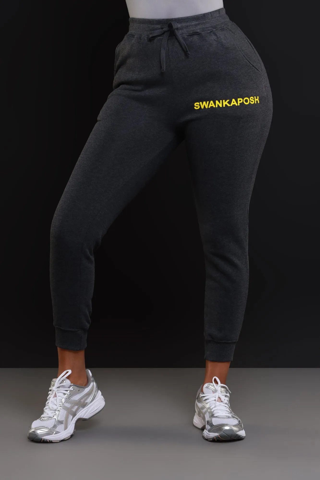 Swankaposh Logo Joggers - Charcoal Grey/Yellow
