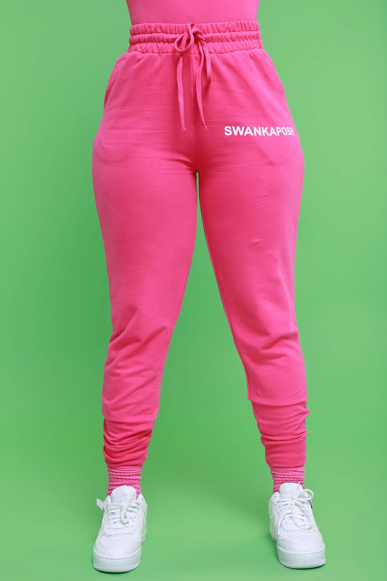 Swankaposh Logo Joggers - Hot Pink/White