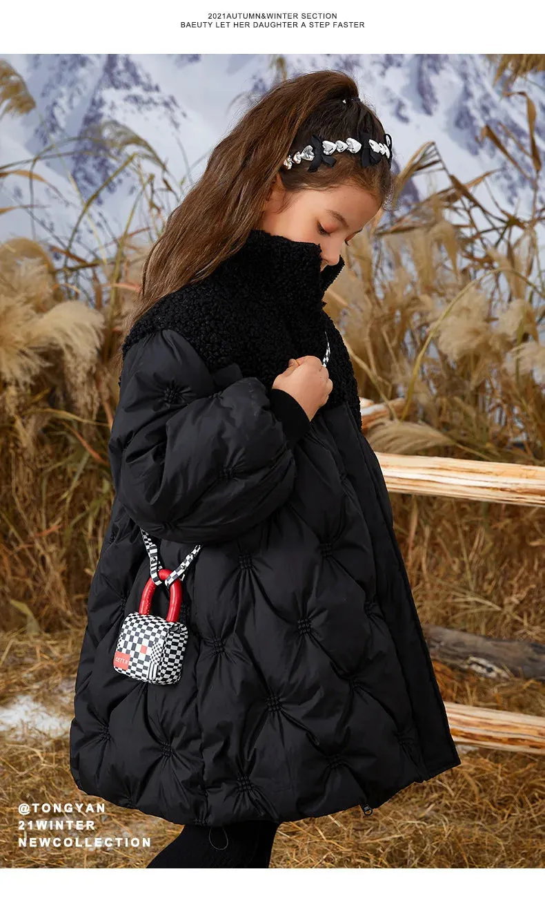 Teenager Mädchen Daunen jacke Winter einfarbig warm halten Mode Parkas Mantel Reiß verschluss Oberbekleidung 5 6 8 10 12 14 Jahre Kinder kleidung