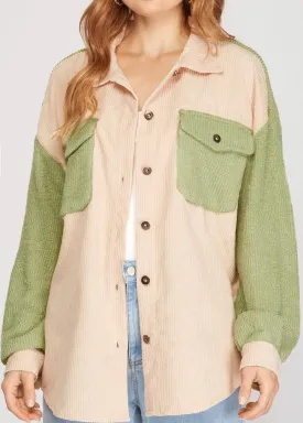 Tennesee Whiskey Shacket in Sage