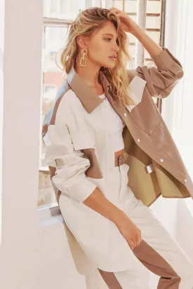 TWO TONE VEGAN LEATHER SHACKET