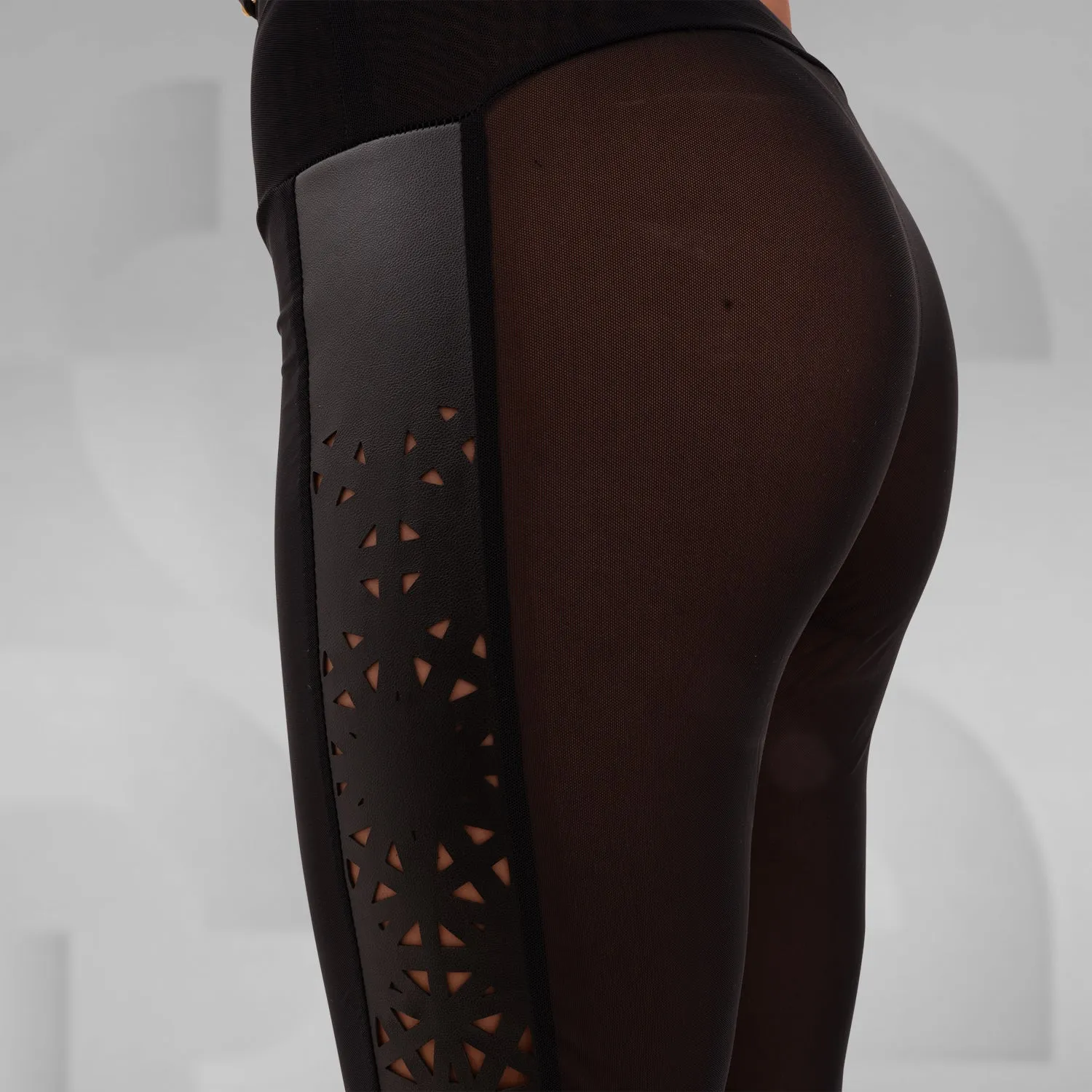 Vegan Laser-Cut Sheer Leggings
