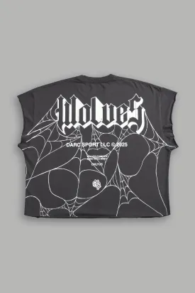 Wolves Web "Grunge" Cut Off Tee in Wolf Gray