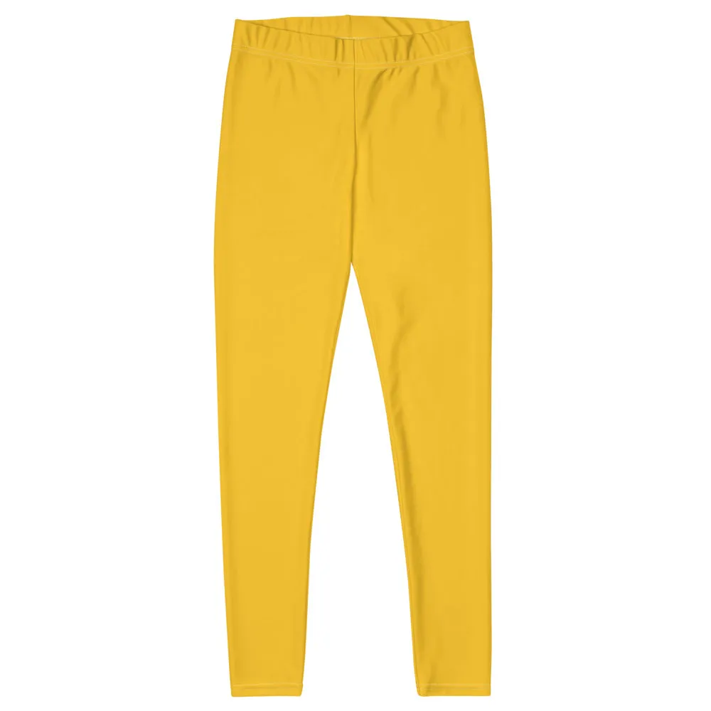 Yellow Solid Color Women's Leggings, Modern Solid Color Ladies' Tights-Made in USA/EU/MX